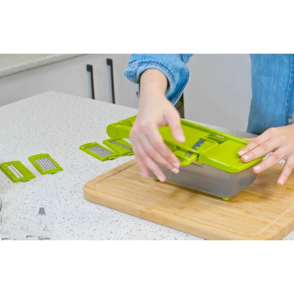 5 Başlıklı Hazneli Kaymaz Rende Jülyen Kesici Patates  Havuç Rendesi - Resim 5