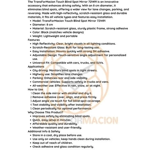 CEYLAN ADAM  Araç Kör Nokta Aynası Dokunmatik - Resim 6