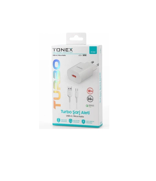 Tonex 18W 3.6A Micro Turbo Hızlı Şarj Seti - M18W
