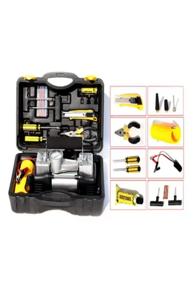 Pro Seri Çelik Gövde Çift Pistonlu 12 V 150 Psi Dakikada 85 Lt Araç Araba Lastik Bot Şişirme - Resim 2