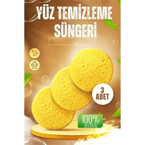 CEYLAN ADAM   Makyaj Temizlik Pedi Cilt Temizlik Süngeri Doğal Selülöz 3 ADET ürün görseli