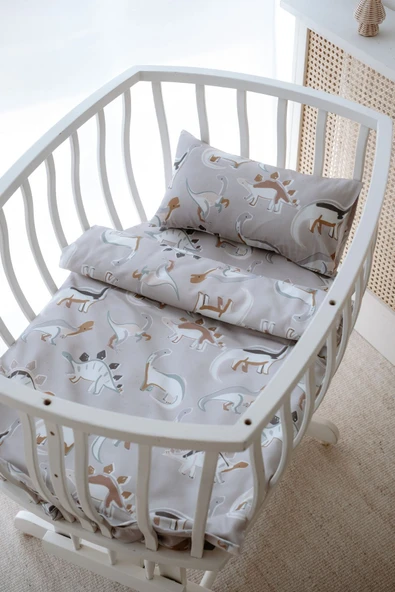 NOU Dinozorlu Organik Anne Yanı Nevresim Takımı (60x100) - Dinosaurs