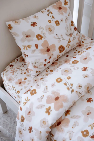 NOU Çiçek Bahçesi Organik Bebek Nevresim Takımı (100X150) - Floral Joys - 3