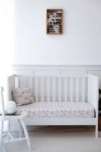 NOU İş Makinalı Organik Bebek Lastikli Çarşaf Seti (80X160+15) - Truck Attack - 2