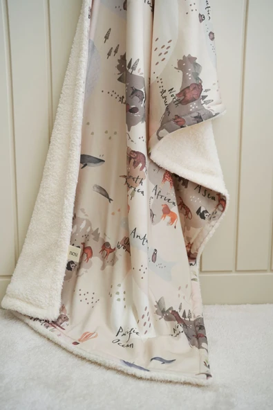 NOU Hayvan Haritası Welsoft Battaniye (80x120) - Animal Map - 2