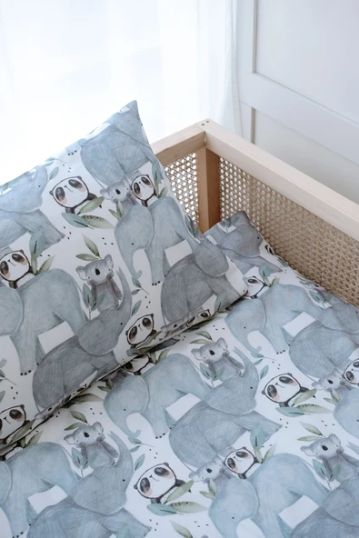 NOU Hayvanlı Organik Montessori Nevresim Seti (100x200) - Forest Gang - 2