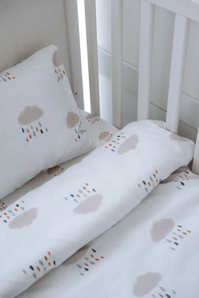 NOU Yağmur Bulutlu Organik Park Yatak Nevresim Takımı (80X120) - Rain Clouds - 3