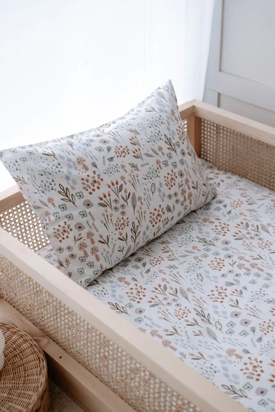 NOU Minimal Çiçekli Organik Montessori Nevresim Seti (100x200) - Woodland Floral - 2