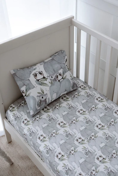 NOU Hayvanlı Organik Bebek Lastikli Çarşaf Seti (60X120 15) - Forest Gang - 2