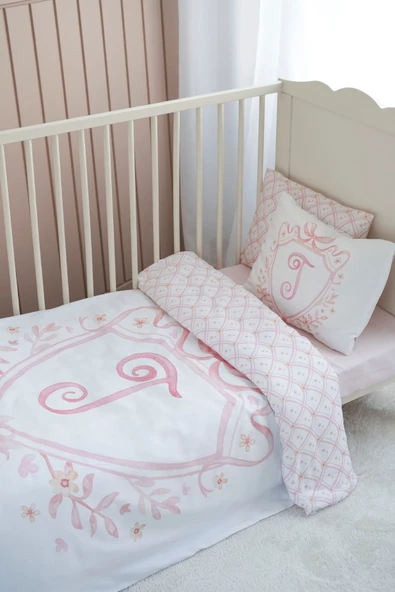 NOU Harf Serisi T Harfi Park Yatak Nevresim Seti ( 80 x120) - Noble Serie Pembe