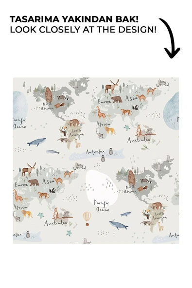 NOU Hayvan Haritası Welsoft Battaniye (80x120) - Animal Map - 5
