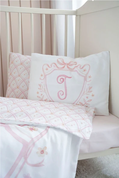 NOU Harf Serisi T Harfi Park Yatak Nevresim Seti ( 80 x120) - Noble Serie Pembe - 4