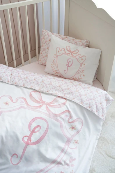 NOU Harf Serisi P Harfi Park Yatak Nevresim Seti ( 80 x120) - Noble Serie Pembe - 2