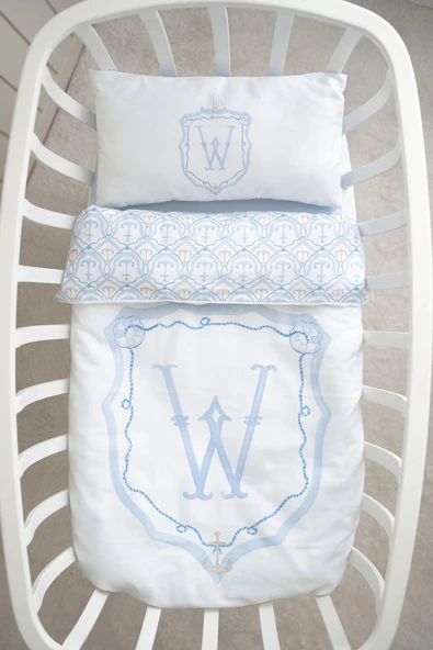 NOU Harf Serisi W Harfi Anne Yanı Nevresim Takımı ( 60x100) - Noble Serie