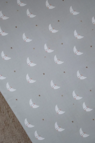 NOU Minik Aylı Organik Bebek Lastikli Çarşaf Seti (80X160+15) - Mini Moons - 3