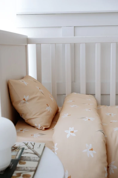 NOU Nergis Bahçesi Organik Bebek Nevresim Takımı (100X150) - Spiring Daffodil - 4