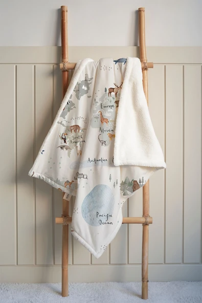 NOU Hayvan Haritası Welsoft Battaniye (80x120) - Animal Map