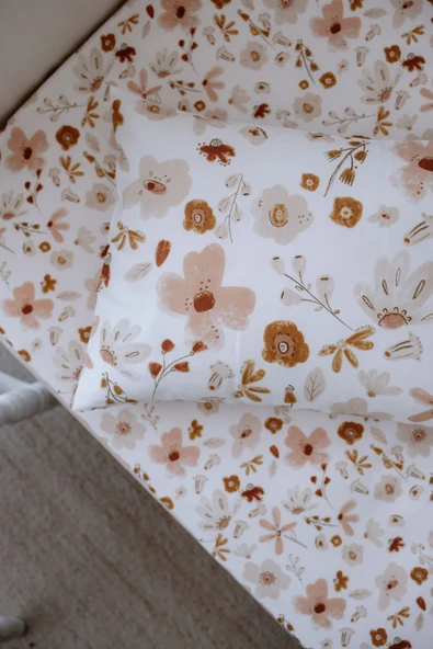 NOU Çiçek Bahçesi Organik Bebek Lastikli Çarşaf Seti (60x120+15) - Floral Joys - 3