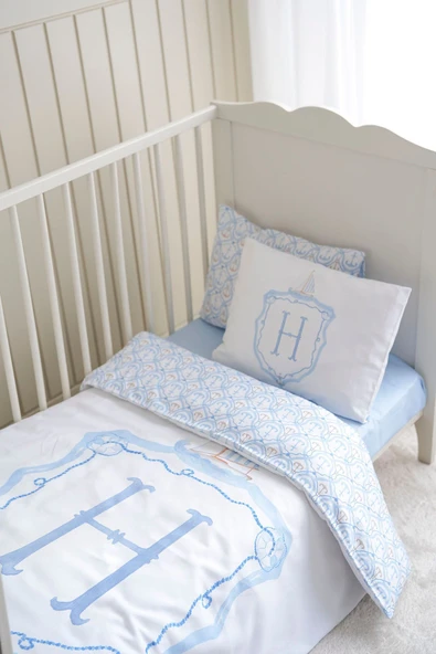 NOU Harf Serisi H Harfi Park Yatak Nevresim Seti ( 80 x120) - Noble Serie Mavi ürün görseli
