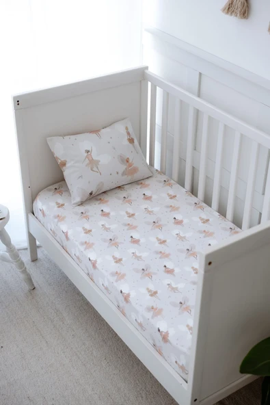 NOU Balerin Periler  Organik Bebek Lastikli Çarşaf Seti (60x120+15) - Fairy Garden - 2