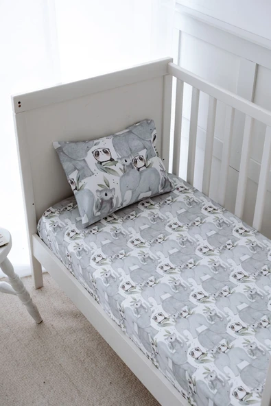 NOU Hayvanlı Organik Tek Kişilik Lastikli Çarşaf Seti (100X200 20) - Forest Gang