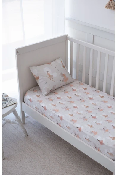 NOU Balerin Periler Organik Bebek Lastikli Çarşaf Seti (55x95+15) - Fairy Garden - 2