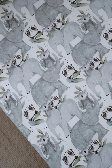 NOU Hayvanlı Organik Bebek Lastikli Çarşaf Seti (55x95+15) - Forest Gang - 4