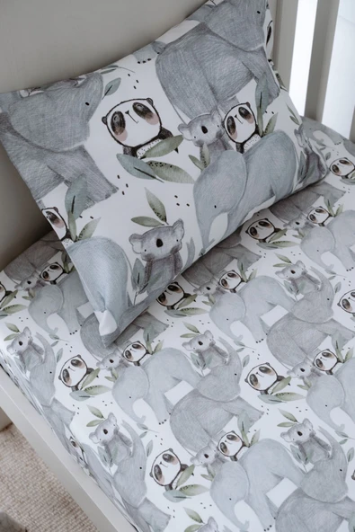 NOU Hayvanlı Tek Kişilik Lastikli Çarşaf Seti (140X200 20) - Forest Gang