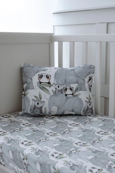 NOU Hayvanlı Organik Bebek Lastikli Çarşaf Seti (80X140+15) - Forest Gang - 2