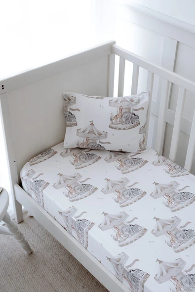 NOU Atlıkarıncalı Tek Kişilik Lastikli Çarşaf Seti (100X200 20) - Carousel