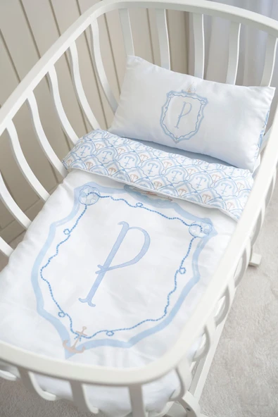 NOU Harf Serisi P Harfi Anne Yanı Nevresim Takımı ( 60x100) - Noble Serie - 3