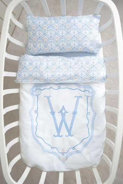 NOU Harf Serisi W Harfi Anne Yanı Nevresim Takımı ( 60x100) - Noble Serie - 2