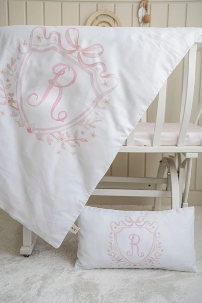 NOU Harf Serisi R Harfi Anne Yanı Nevresim Takımı ( 60x100) - Noble Serie - Resim 4