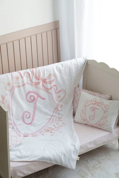 NOU Harf Serisi T Harfi Park Yatak Nevresim Seti ( 80 x120) - Noble Serie Pembe - 3