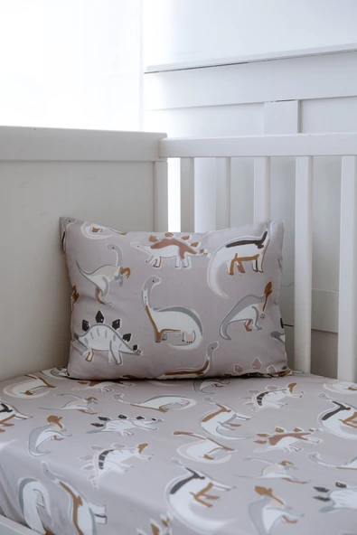 NOU Dinozor Organik Bebek Lastikli Çarşaf Seti (60x120+15) - Dinosaur - 3