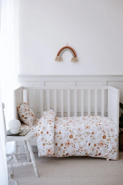 NOU Çiçek Bahçesi Organik Bebek Nevresim Takımı (100X150) - Floral Joys - 2