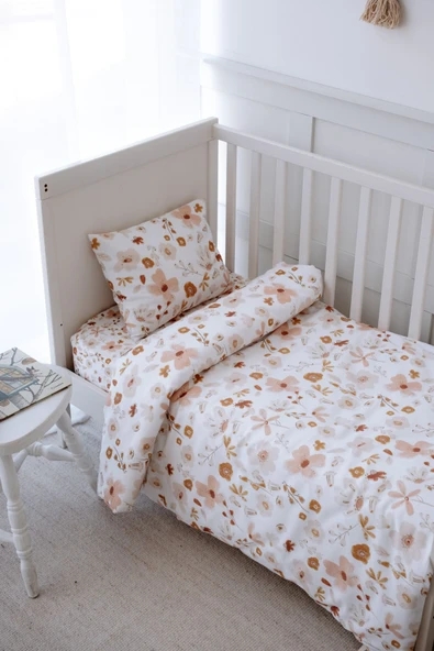 NOU Çiçek Bahçesi Organik Park Yatak Nevresim Takımı (80X120) - Floral Joys