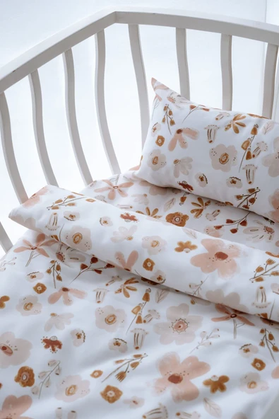 NOU Çiçek Bahçesi Organik Anne Yanı Nevresim Takımı (60x100) - Floral Joys - 2