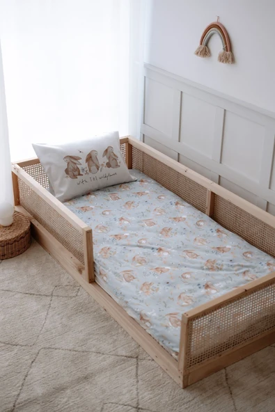 NOU Tavşanlı  Montessori Nevresim Seti (100x200) - Rabbit Garden - 2