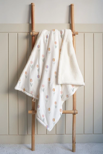 NOU Renkli Laleli Welsoft Battaniye (80x120) - Spring Tulip