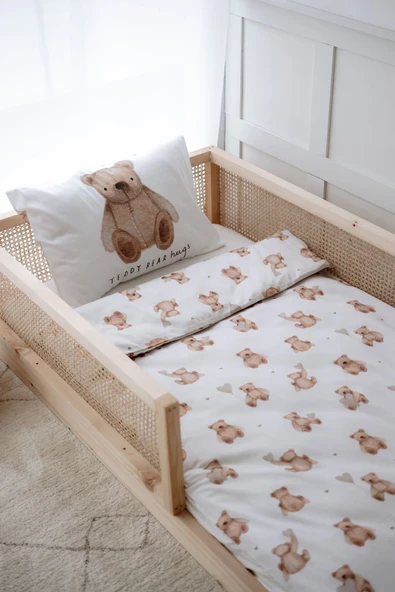 NOU Pofuduk Ayılı  Montessori Nevresim Seti (100x200) - Fluffy Bear