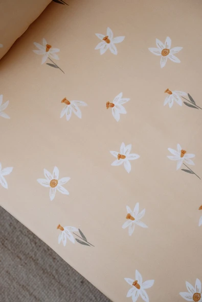 NOU Nergis Bahçesi Organik Tek Kişilik Lastikli Çarşaf Seti (100X200 20) - Spiring Daffodil - 3