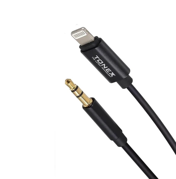 Tonex Ax-02 Lightning To Aux Ses 3.5mm Audio Kablosu -  Siyah