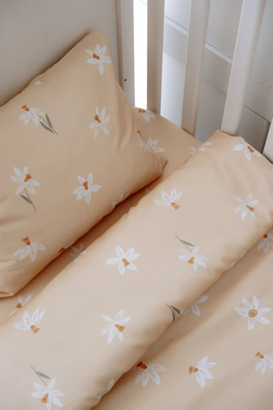 NOU Nergis Bahçesi Organik Bebek Nevresim Takımı (100X150) - Spiring Daffodil - 3