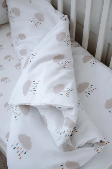 NOU Yağmur Bulutlu Organik Park Yatak Nevresim Takımı (80X120) - Rain Clouds - 5