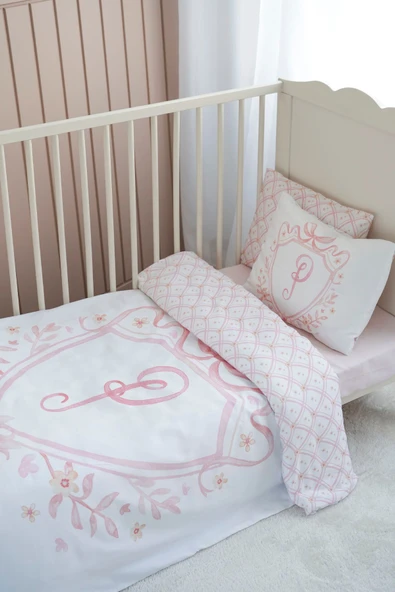 NOU Harf Serisi P Harfi Park Yatak Nevresim Seti ( 80 x120) - Noble Serie Pembe