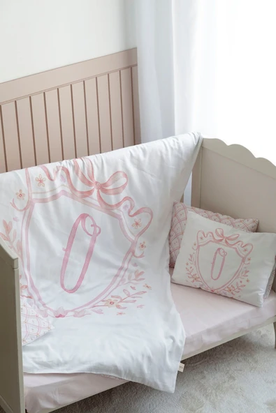 NOU Harf Serisi O Harfi Park Yatak Nevresim Seti ( 80 x120) - Noble Serie Pembe - 3