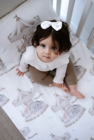 NOU Atlıkarıncalı  Bebek Lastikli Çarşaf Seti (55x95+15) - Carousel