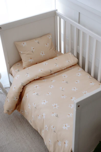 NOU Nergis Bahçesi Organik Bebek Nevresim Takımı (100X150) - Spiring Daffodil