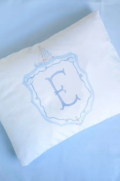 NOU Harf Serisi E Harfi Bebek Boy Nevresim Seti ( 100X150) - Noble Serie Mavi - 4